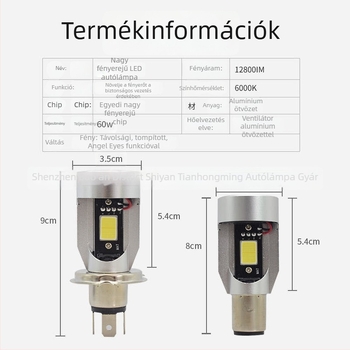 Motorkerékpár LED fényszórók Angel Eyes, HS1/H4, beépített kettős rögzítés BA20D