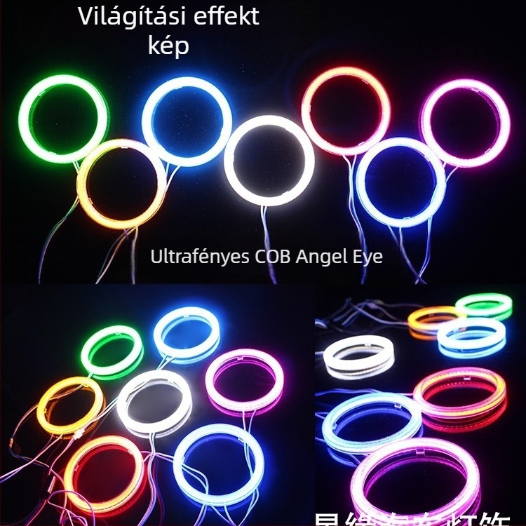 COB Angyalszem LED világítás autóhoz és motorkerékpárhoz, nappali fények, ködfény, kürt hang, Demon Eye