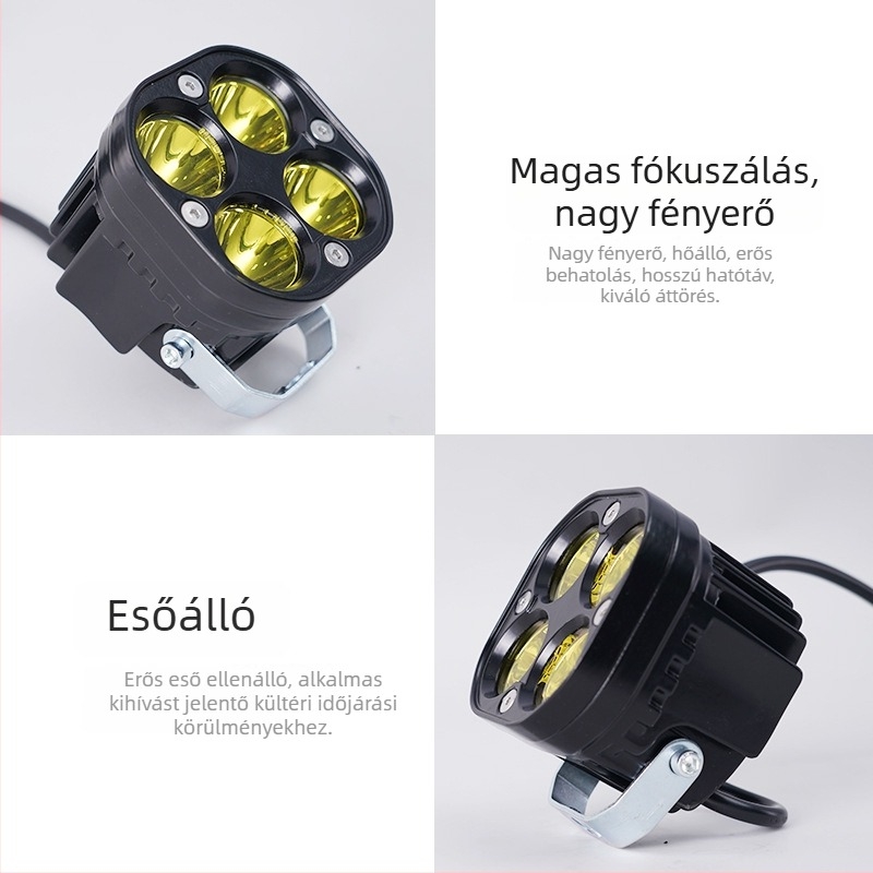 Four-Leaf Clover LED fényszóró motorkerékpárok és elektromos járművek számára, 18W, 12-80V, alumínium alap
