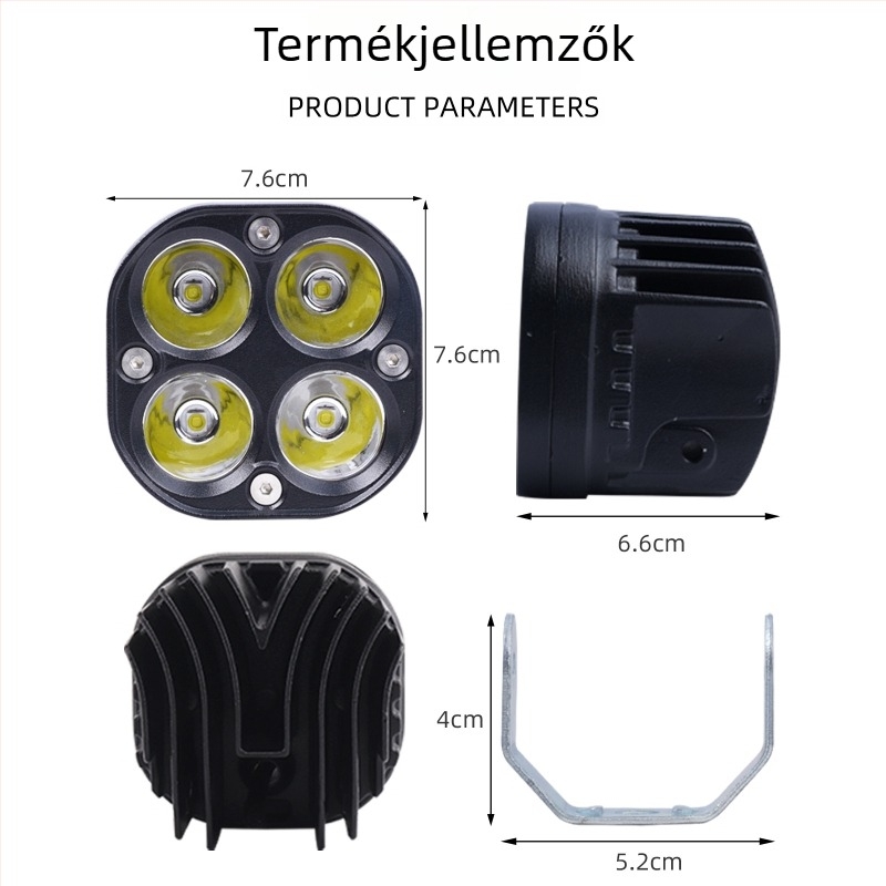 Four-Leaf Clover LED fényszóró motorkerékpárok és elektromos járművek számára, 18W, 12-80V, alumínium alap