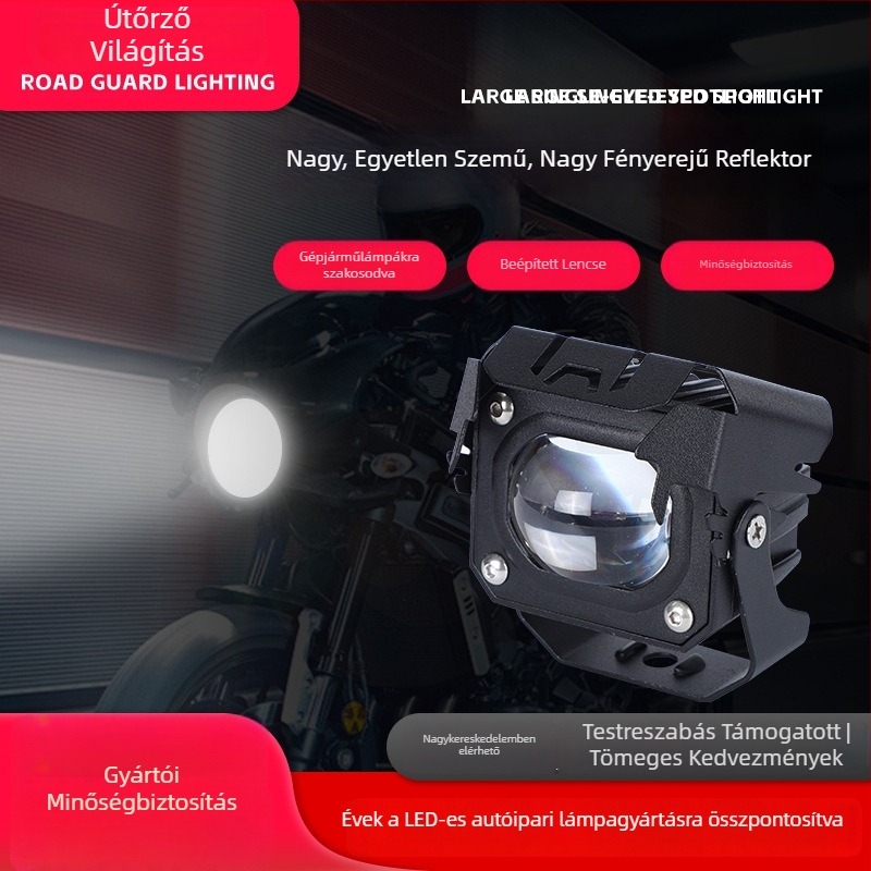 Nagy egylencsés motorkerékpár LED előlámpa, kettős színű LED, vízálló, fókuszált, ultranagy fényerejű