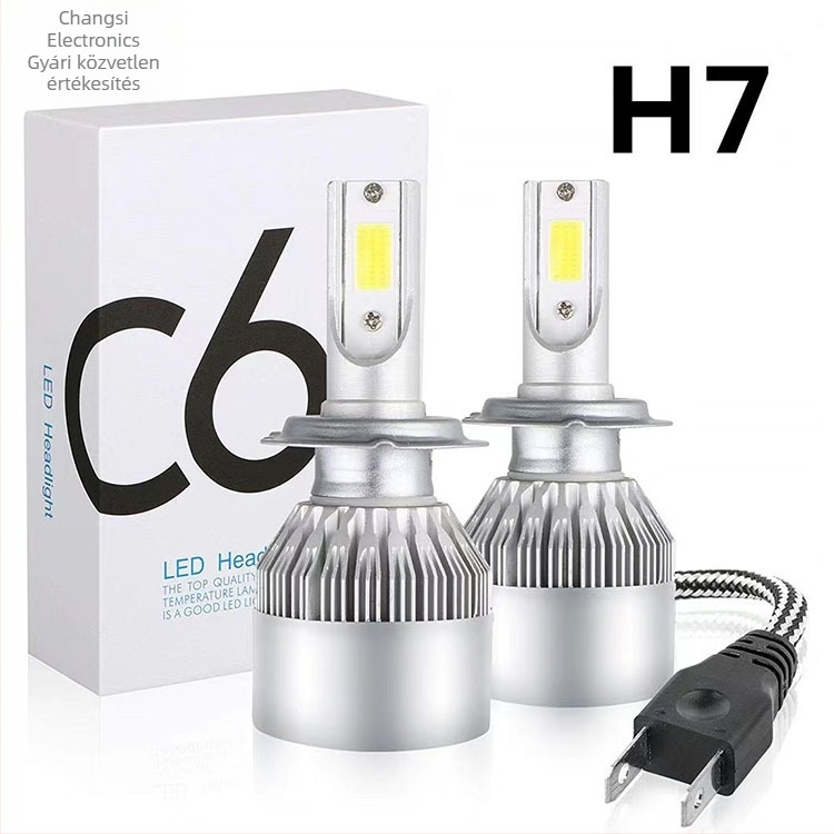 C6 LED fényszóró autókhoz és motorkerékpárokhoz, COB magas fényerősségű izzó