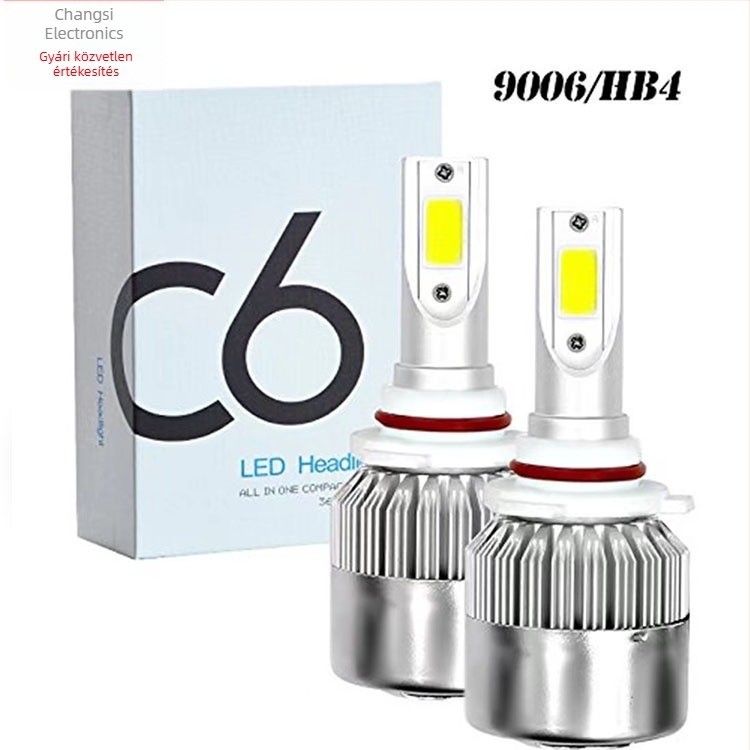 C6 LED fényszóró autókhoz és motorkerékpárokhoz, COB magas fényerősségű izzó