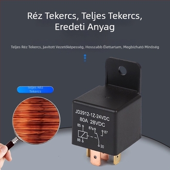 Autórelé műanyag házban, 80A, 12V, JD2912