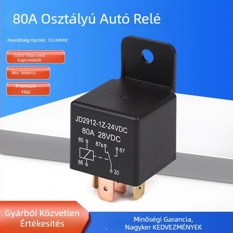 Autórelé műanyag házban, 80A, 12V, JD2912