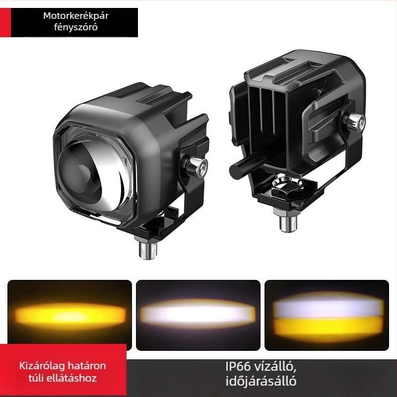 Motorkerékpár LED fényszóró kör lencsével - vízálló IP67, 12-80V, 1.3A, LED fényforrás, modell M1