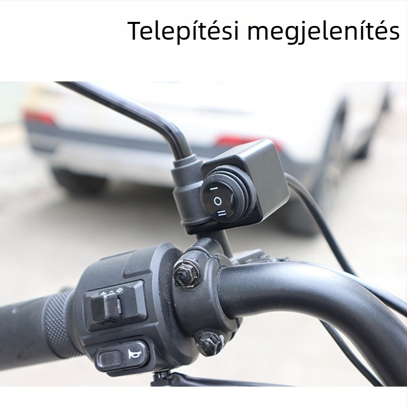 Motorkerékpár fényszóró kapcsoló alumínium ötvözetből, három fokozat, fekete LED spot, közel és távolsugár vezérlés