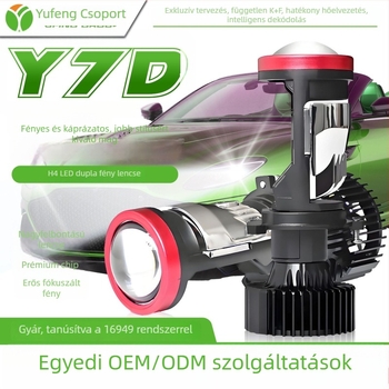 Motorkerékpár LED-fényszóró kettős lencsével, H4, integrált távoli és közeli fény (65W, 12V, 5500 lm, IP68, Y7D)
