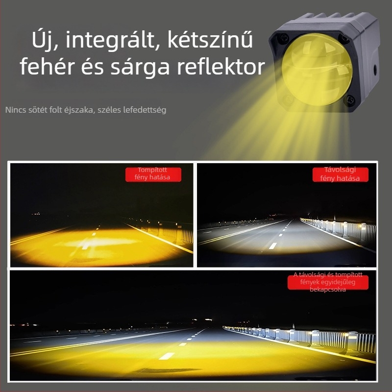 Motorkerékpár LED külső fényszóró, vízálló, kettőszínű fény a távolsági és a közel fényhez, széles feszültségtartomány