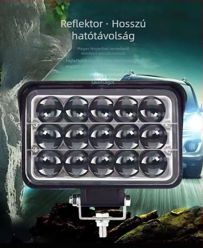 LED reflektor teherautókhoz, SUV-khez, motorokhoz és villamosokhoz | 45W, 12-80V, IP68, 5000lm, LED 3030 | Modell TJ345-5 | Alumíniumötvözet | Li Yao