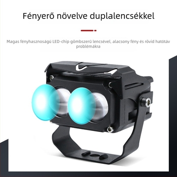 Motorkerékpár LED reflektor dupla négyzet alakú lencsével – 10W, 12-24V DC, 6000K/3000K, alumínium ház
