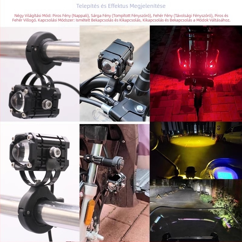 LED motoros reflektor stroboszkóp effektussal, külső ultra‑fényes első lámpa elektromos járművekhez, 12V–85V
