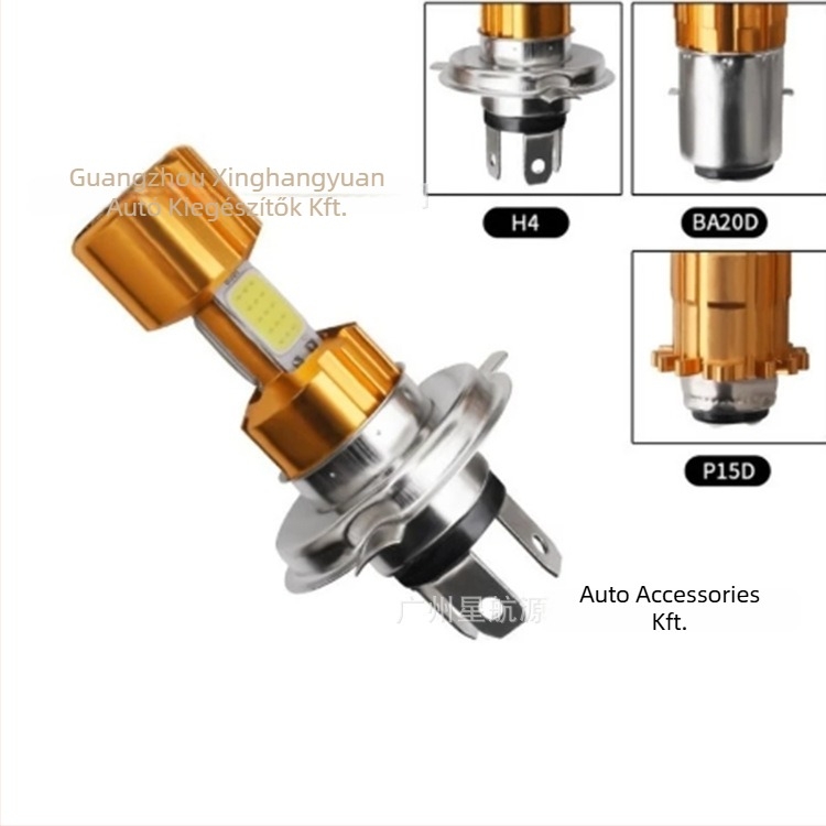 Motorkerékpár LED elsőfényszóró H4, COB háromoldalas, 18W, 12V, 300 lm