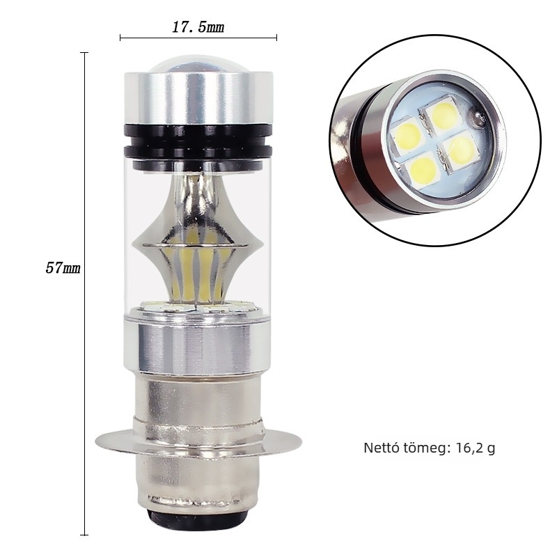 Motorkerékpár fényszóró PX15D LED 3030, 10W, 12V, 480 lm, alumínium ház