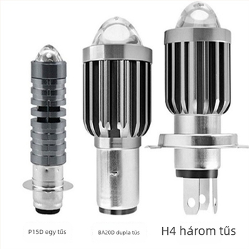 LED motorkerékpár fényszóró fish-eye lencsével, H4 BA20D, sárga és fehér kétszínű