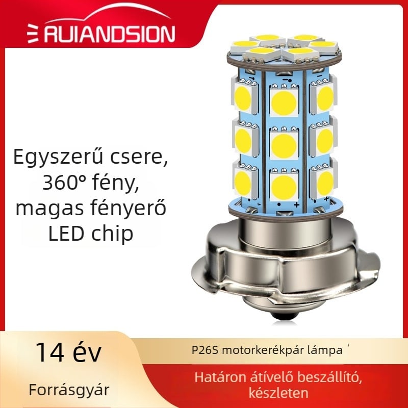 P26S LED motorkerékpár fényszóró, 27×5050 LED, 6V/12V, 4.32W, 540 lm