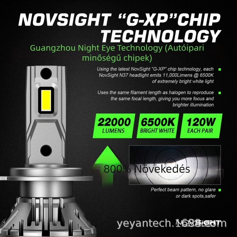 N37 LED fényszórók autókhoz és motorkerékpárokhoz, 60W, 22000 lm páronként