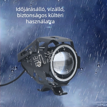 LED motorkerékpár spotlámpa elektromos háromkerekűhöz, 24W, 2400 lm, IP67, alumínium ház, vetítő lencse, modell U7