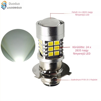 LED motorkerékpár fényszóró P15D-25-3, 2835 LED-ek, 30 LED, nagy fényerő, 6-30V állítható feszültség, kompatibilis H6M, P15D-25-3, P26S, 1156, BA15D, BA20D, P45T