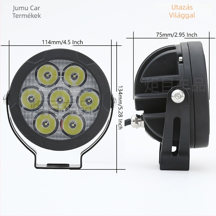 LED off-road jármű spotlámpa kivehető árnyékolóval, alumínium ötvözet test, IP67, 10-80V