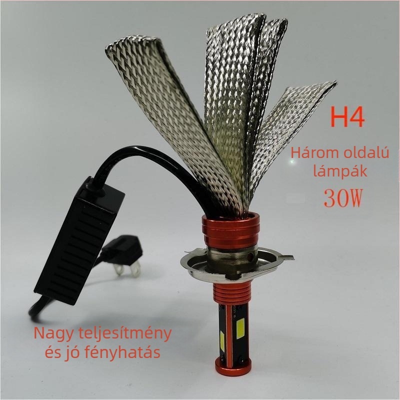 Motorkerékpár LED fényszóró H4, 30W, 12-24V DC, 1800lm, alumínium ház