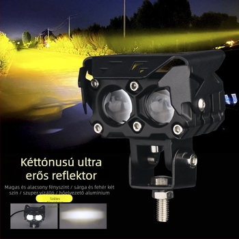 Motorkerékpár LED dupla fényszóró bifokális lencsével, ház repülőgép-alumínium ötvözetből, 25W, 9–80V, IP67, 6000LM
