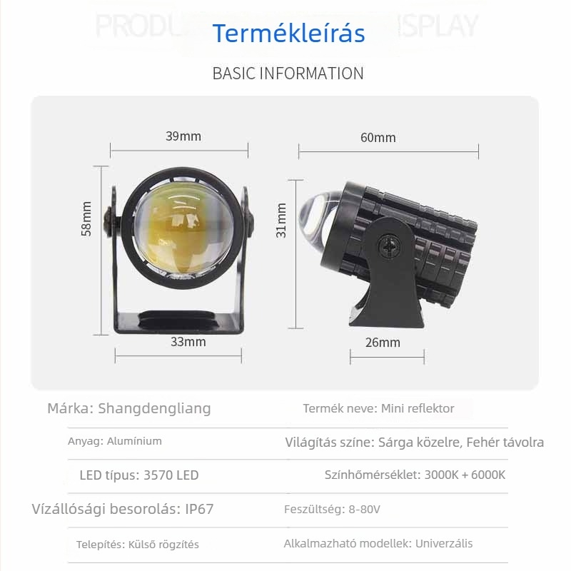 R01 LED reflektor lencsével elektromos járművekhez, 12V-80V, autók és motorkerékpárok számára, lézeres fényszóró, nagy fényerő