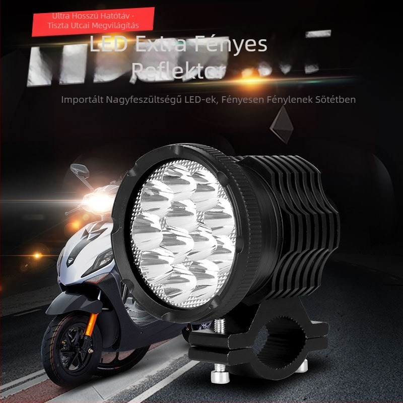 Motorkerékpár LED reflektor XCD-1066, 12–80V, 30W, 3000–3500lm, alumínium/plasztik