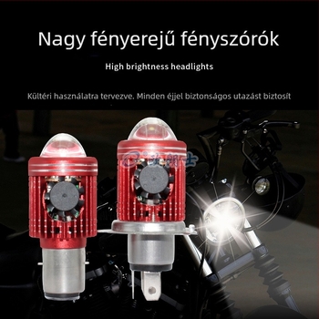 Motorkerékpár LED elsőfényszóró beépített lámpával, fisheye projektor, univerzális kettős csipeszes rögzítésű