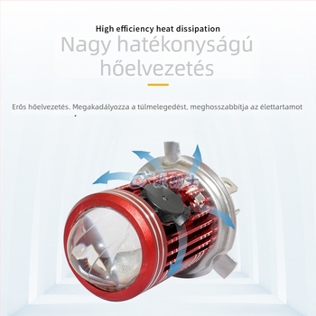 Motorkerékpár LED elsőfényszóró beépített lámpával, fisheye projektor, univerzális kettős csipeszes rögzítésű