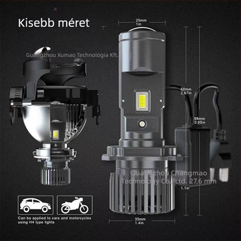 GT4 LED autófényszóró beépített lencsével, H4 kettős fényvetés, 12V/24V, 65W, 3570 lm