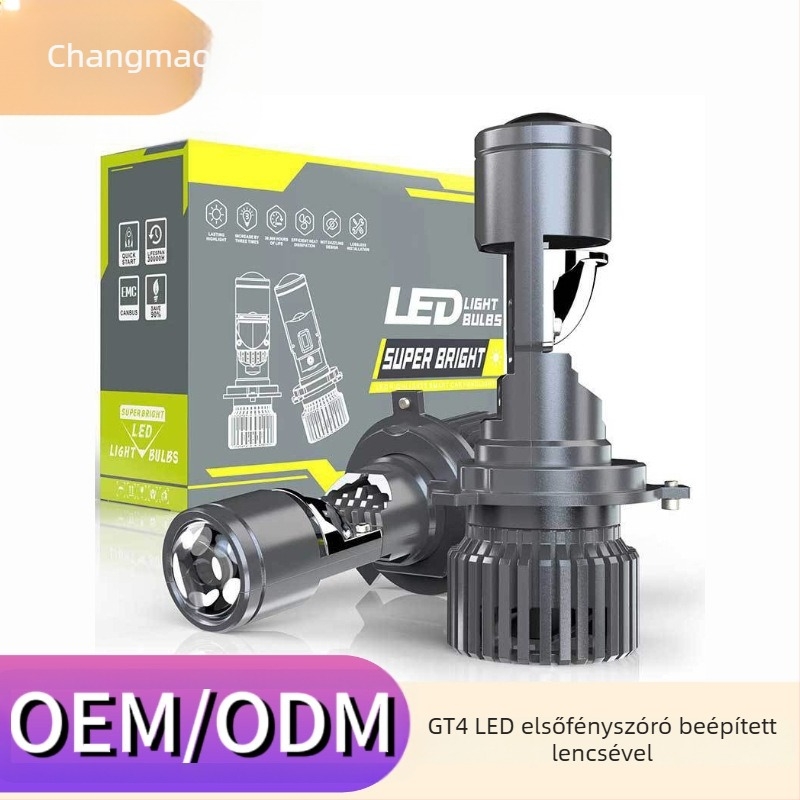 GT4 LED autófényszóró beépített lencsével, H4 kettős fényvetés, 12V/24V, 65W, 3570 lm