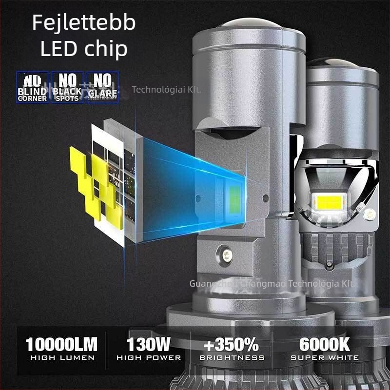 GT4 LED autófényszóró beépített lencsével, H4 kettős fényvetés, 12V/24V, 65W, 3570 lm