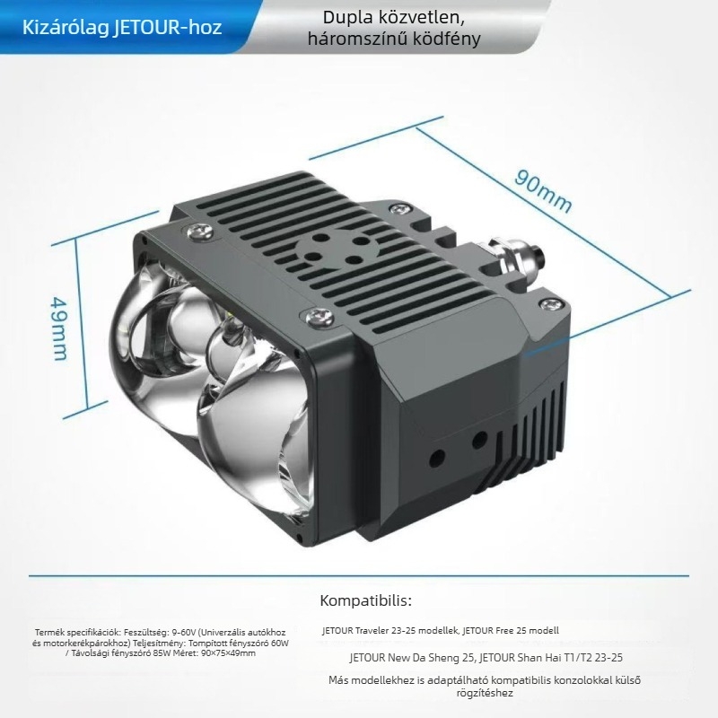 Motorkerékpár LED-lámpa lencsével, dupla közvetlen háromszínű ködfénnyel, Jietuhoz