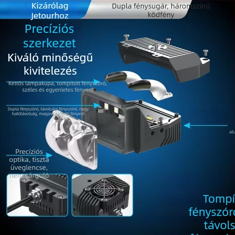 Motorkerékpár LED-lámpa lencsével, dupla közvetlen háromszínű ködfénnyel, Jietuhoz