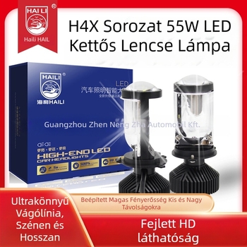 H4 LED bifokális fényszóró lencsével, 12V, 100W, 5000–8000 lm, IP67