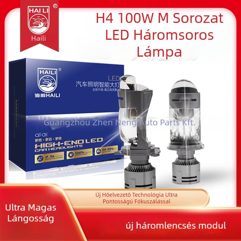 H4 LED bifokális fényszóró lencsével, 12V, 100W, 5000–8000 lm, IP67