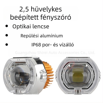 2,5 hüvelykes beépített LED fényszóró motorkerékpárokhoz és elektromos járművekhez, Angyal Szem és Démon Szem lencsékkel, közel- és távoli fénnyel