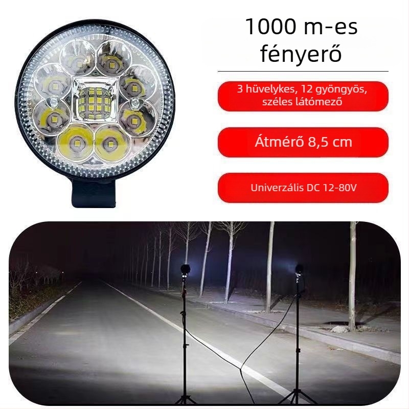 Kamion LED reflektor, vízálló 12V–24V, 5W, nagy fényerejű hátrameneti világítás