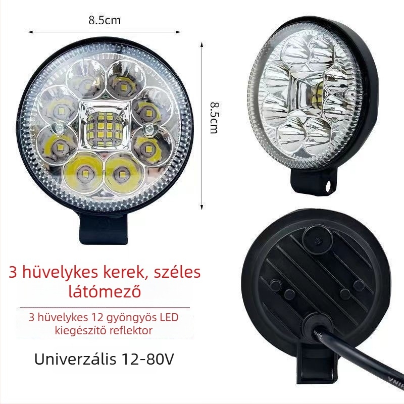 Kamion LED reflektor, vízálló 12V–24V, 5W, nagy fényerejű hátrameneti világítás