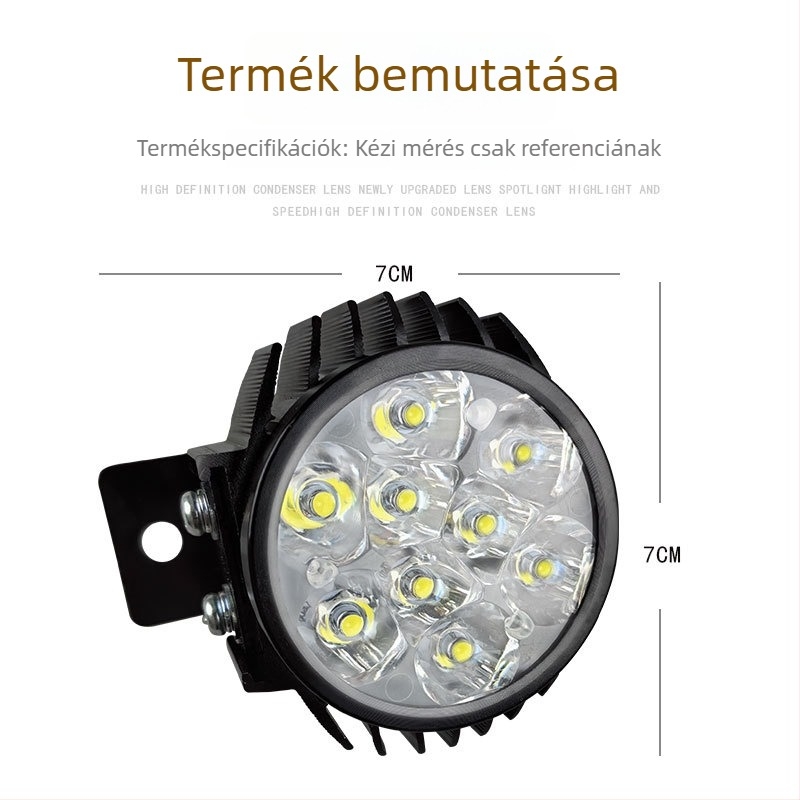 LED első lámpa elektromos járművekhez, alumínium ötvözet ház, 12-80V, lámpabúra típusa, mint a képen