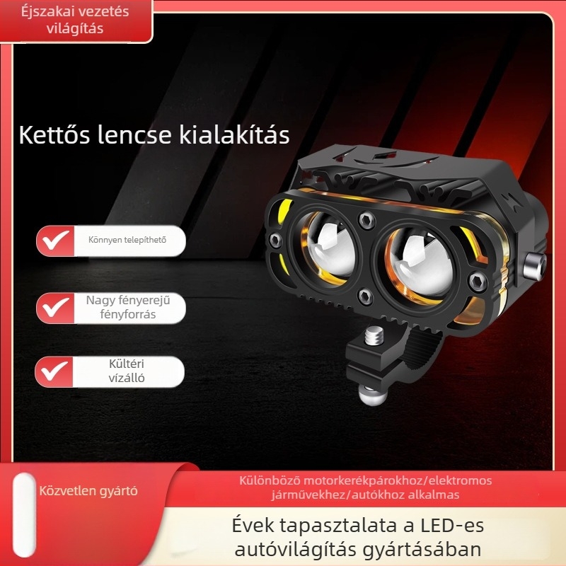Duál LED-reflektor motorkerékpárhoz macska-szem dizájnnal, vízálló lencsével elektromos kerékpárhoz