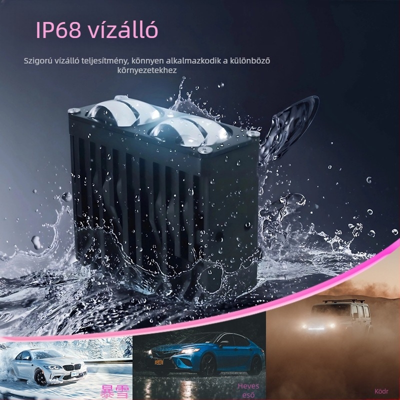 U79 Motorkerékpár kétlencsés LED spot fény, középső radiátorgrill, vízálló, kétszínű