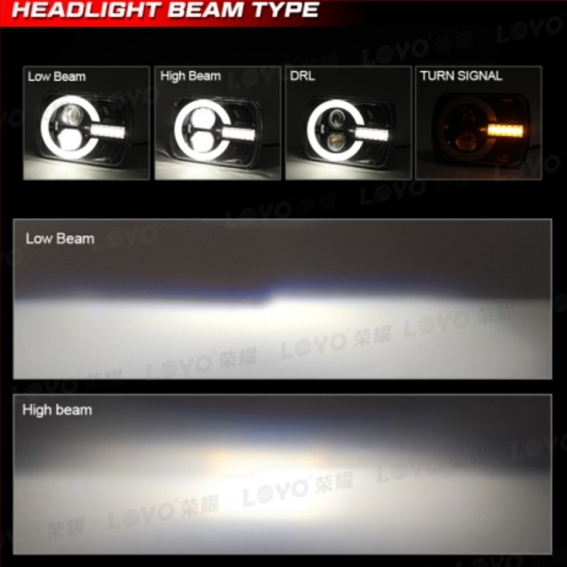 LED négyszögletes fényszóró teherautó és Jeep Wrangler számára, 12V, 75W, IP67, 6000 lm, modell LY-DYSF7-01