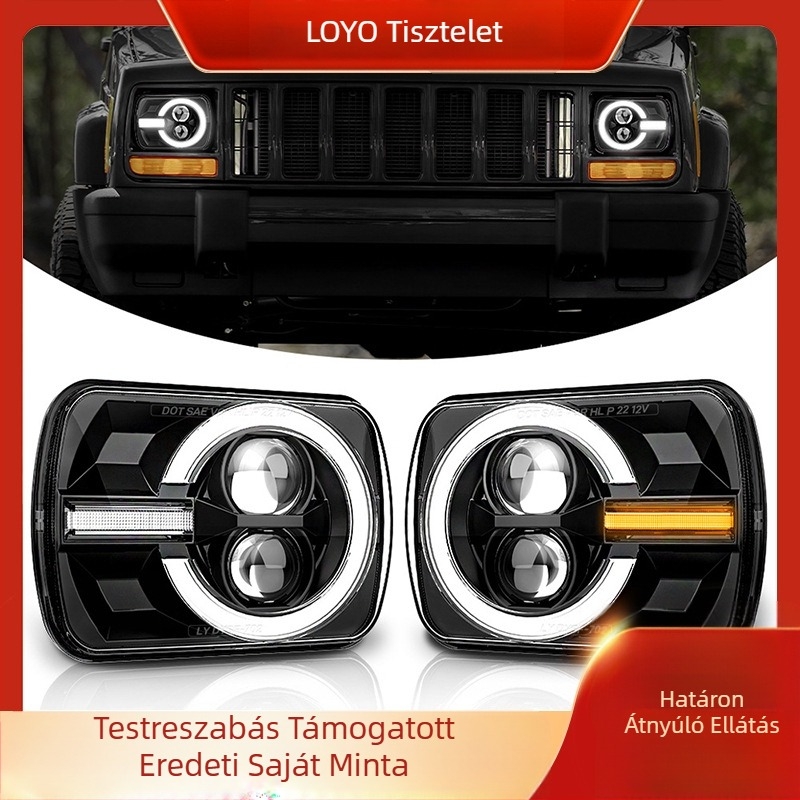 LED négyszögletes fényszóró teherautó és Jeep Wrangler számára, 12V, 75W, IP67, 6000 lm, modell LY-DYSF7-01