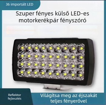 12V-os LED fényszóró motorkerékpárhoz, vízálló spotlámpa 36 LED-del módosításokhoz