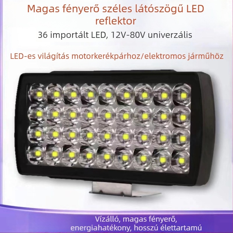 12V-os LED fényszóró motorkerékpárhoz, vízálló spotlámpa 36 LED-del módosításokhoz