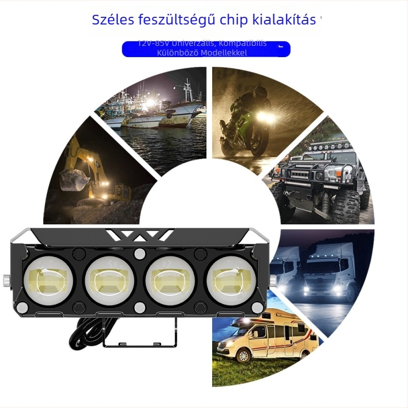 Motorkerékpár LED elsőfényszóró – off-road világítás, 24W, 14000 lm, IP68, 12-85V, alumíniumötvözet, LED 3570, Wilson