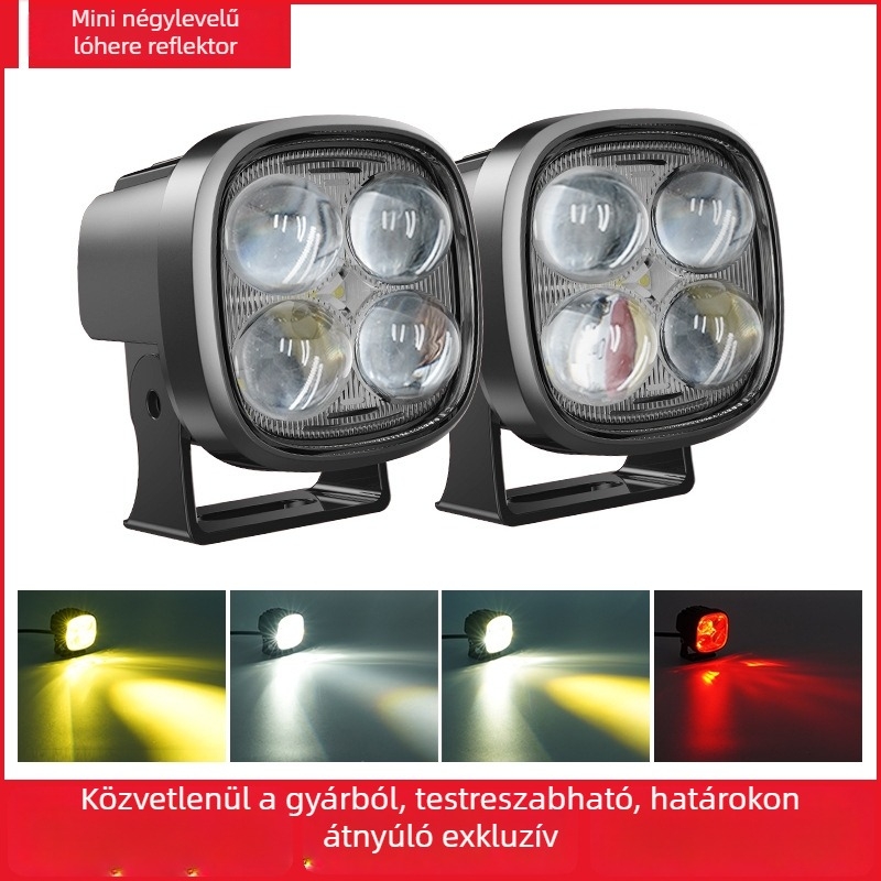 Mini LED reflektor motorkerékpárokhoz és terepjárókhoz, külső fényszóró lencsével