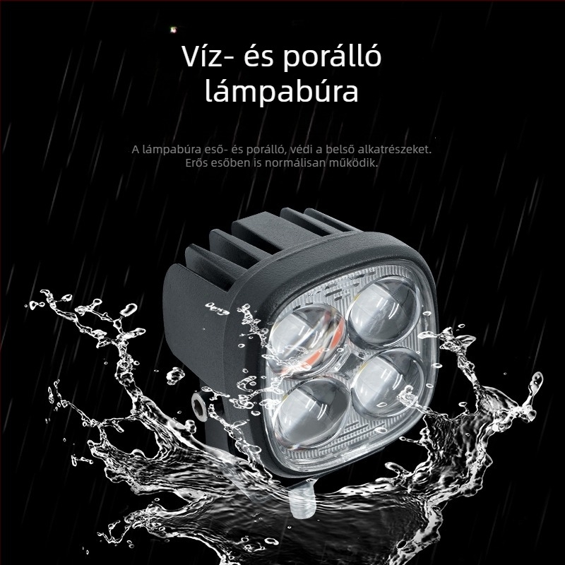 Mini LED reflektor motorkerékpárokhoz és terepjárókhoz, külső fényszóró lencsével